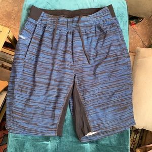 Lululemon men’s shorts blue black stripe small med